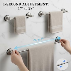 Generic Suction Cup Towel Bar 17-28 Inch Adjustable Retractable Stainless Steel