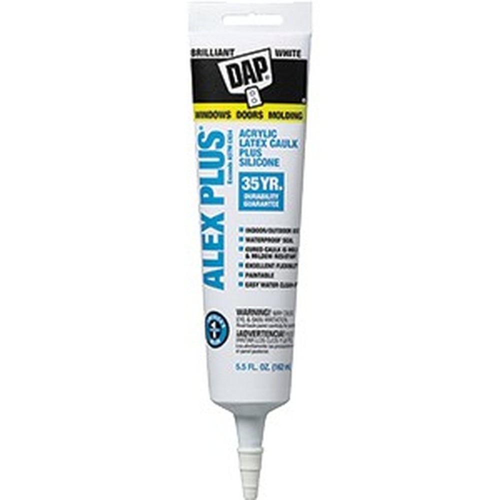DAP 18128 5.5oz White Alex Plus All Purpose Acrylic Latex Caulk Plus Silicone