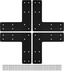 10X10 L Post Bracket 4PCS, L Flat Mending Plate for Wood 4X4,6X6 Lumber, Black P