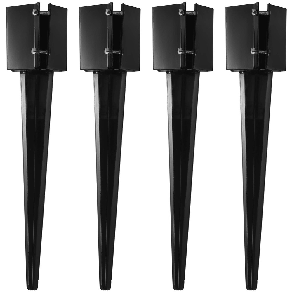 4pcs 24″ Heavy Duty 4×4 Fence Post Anchor Ground Spike Metal Black Powder Coated