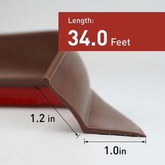 FOSLUOC Garage Door Seal Top and Sides 34’L X 2.2″W X 0.13″H, Brown