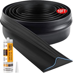 Jin&Bao Universal Garage Door Threshold Seal Strip 10FT Kit, 10 Feet, Black