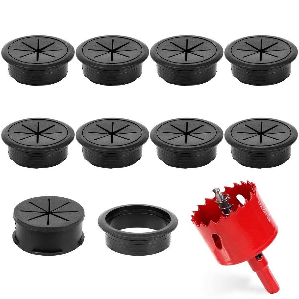 8 Pcs Black Desk Grommet, 2 Inch Desk Hole Cover for Cables, Grommet Cover wi…