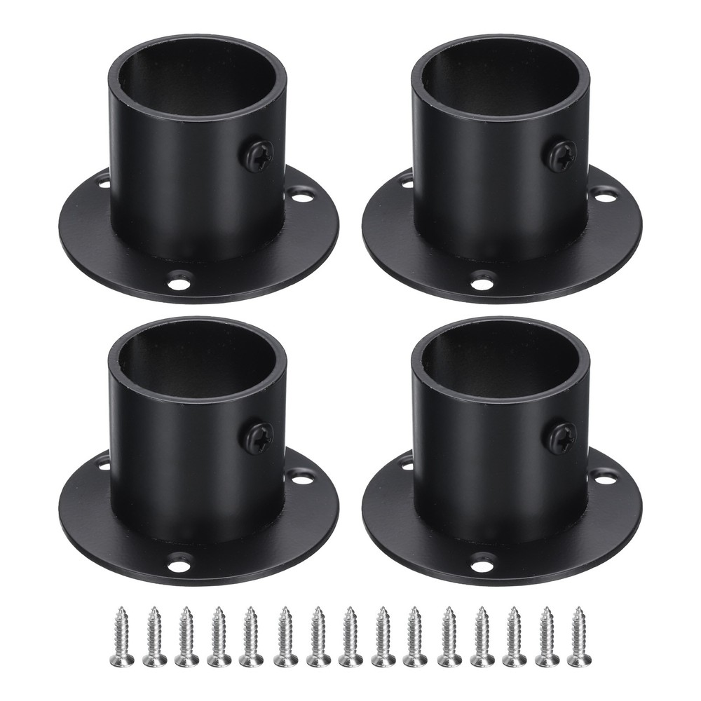 4Pcs Stainless Steel Closet Rod Brackets 1.25inch Black