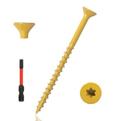500 Pcs Exterior Deck Screws #10 x 3 Inch Yellow Ceramic Coated Wood Screws T25