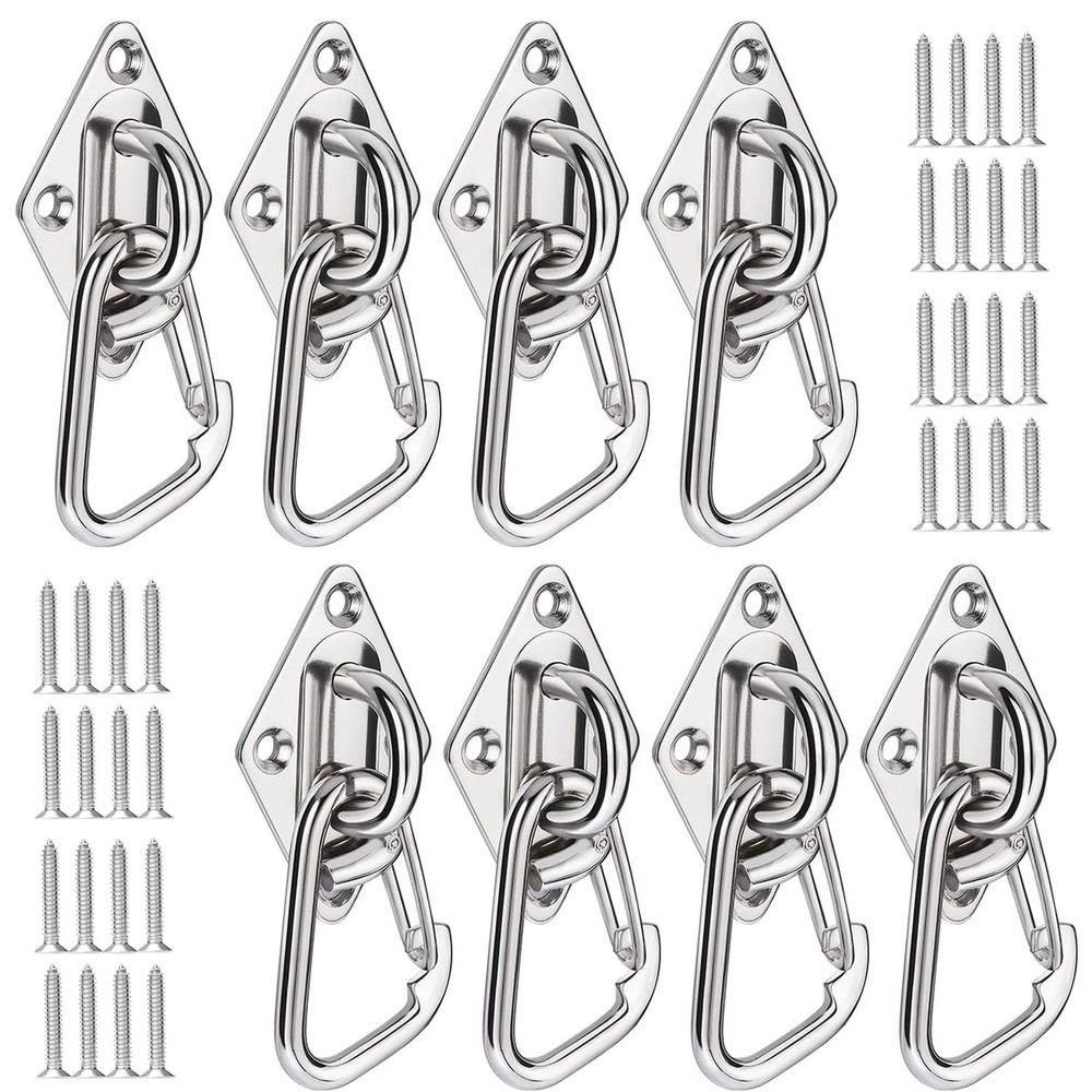 Stainless Steel Pad Eye Hook 8PCS M6 Rhombus Ceiling Hooks and Screws for Han…