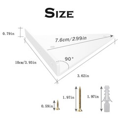 White Floating Shelf Bracket 8 Pcs for Wood Shelves, 4 x 3 Inches With 2 Inch…