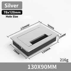 Aluminum Alloy Rectangle Hole Cover Computer Desk Grommet Table Cable Wire Tidy