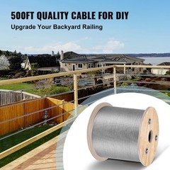 VEVOR T316 Stainless Steel Cable 1/8″ 7×7 Steel Wire Rope 500ft Cable Railing