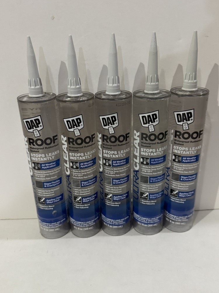 DAP 18395 10.1oz ULTRA CLEAR ROOF Waterproof Rubberized Sealant-5pk