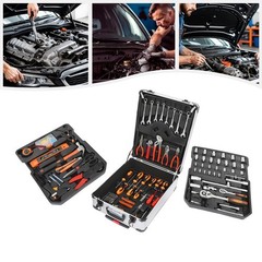 4-Compartments Case Tool Box Hand Tool Kit Hardware Tool & Luggage Trolley Kit