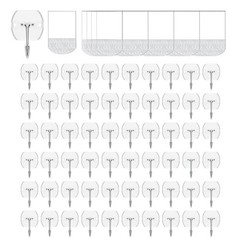 60 Clear Small Wire Hanger Hooks – 70 Strips, Damage-Free, 0.5lb Capacity