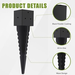 4×4 Fence Post Anchor 16″ Actual 3.6″x3.6″ Ground Spike – No Dig Easy Install