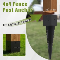 4×4 Fence Post Anchor 16″ Actual 3.6″x3.6″ Ground Spike – No Dig Easy Install