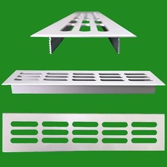 2x Aluminium Silver Rectangular 250mm x 60mm Air Vent Grill, Ventilation Cover