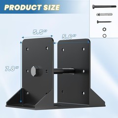 Black 6×6 Post Base Deck Railing Brackets Support Anchors Inner 5.6×5.6 2 PCS