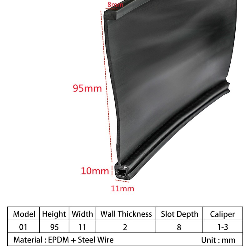 Rubber U-Shaped Sealing Strip with Wings Corner Edging Trim Seal Waterproof