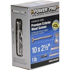 Power Pro Wood Screws, Exterior, Star Drive, Stainless Steel, #10 x 2.5-In.,