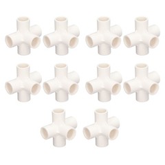 White 10 Pcs PVC Pipe Fitting 20mm 5 Way Right Angle 3 Dimensional Elbow