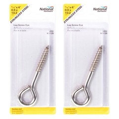 National Hardware Stainless Steel Lag Screw Eye 5/16″ x 4″ (2 Pack)