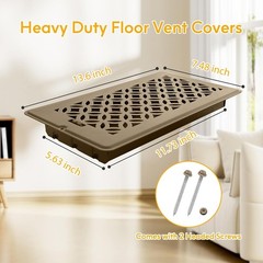 Floor Vent Covers, Floor Register 6×12, 2 Pack Adjustable Decorative Vent Cov…