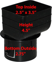 Universal Downspout to Drain Pipe Adapter – Black, 2″ x 3″ x 3