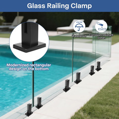 Glass Railing Clamp – 1 Pack 304 Stainless Steel N.W. 2.8Lb/ 1.27Kg Square Moder