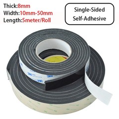 5Meter Black PU Tape Sponge Foam Single-Side Adhesive Band Sealing Strip
