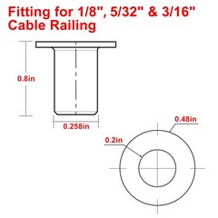 120 Pack Black Cable Railing Protector Sleeves T316 Stainless Steel Wood Post