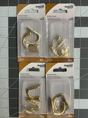 4-pack (8 Hooks ) National Hardware N199-182 Brass Heavy Duty Clothes 1.79″ x 1″