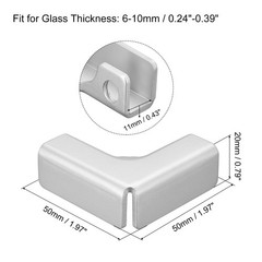 Glass Fixing Clip, 6pcs for 6-10mm Aluminum Alloy L-shaped Glass Connector