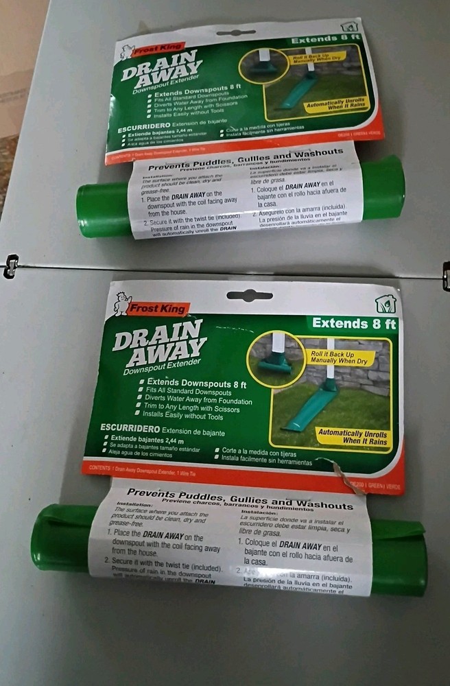 Frost King DRAIN AWAY 8′ Green Plastic K Downspout Extension Unrolls DE200- 2 PK