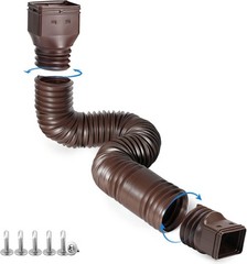 Brown 1-Pack Rain Gutter Downspout Extensions Flexible, Drain Downspout Exten…