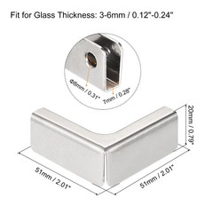 Glass Fixing Clip, 2pcs for 3-6mm L-shaped Glass Combination Fixing Bracket