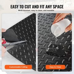 Diamond-Plate Rubber Flooring Roll, 3 mm x 4 ft x 6 ft Garage Floor Mat, SBR Rub