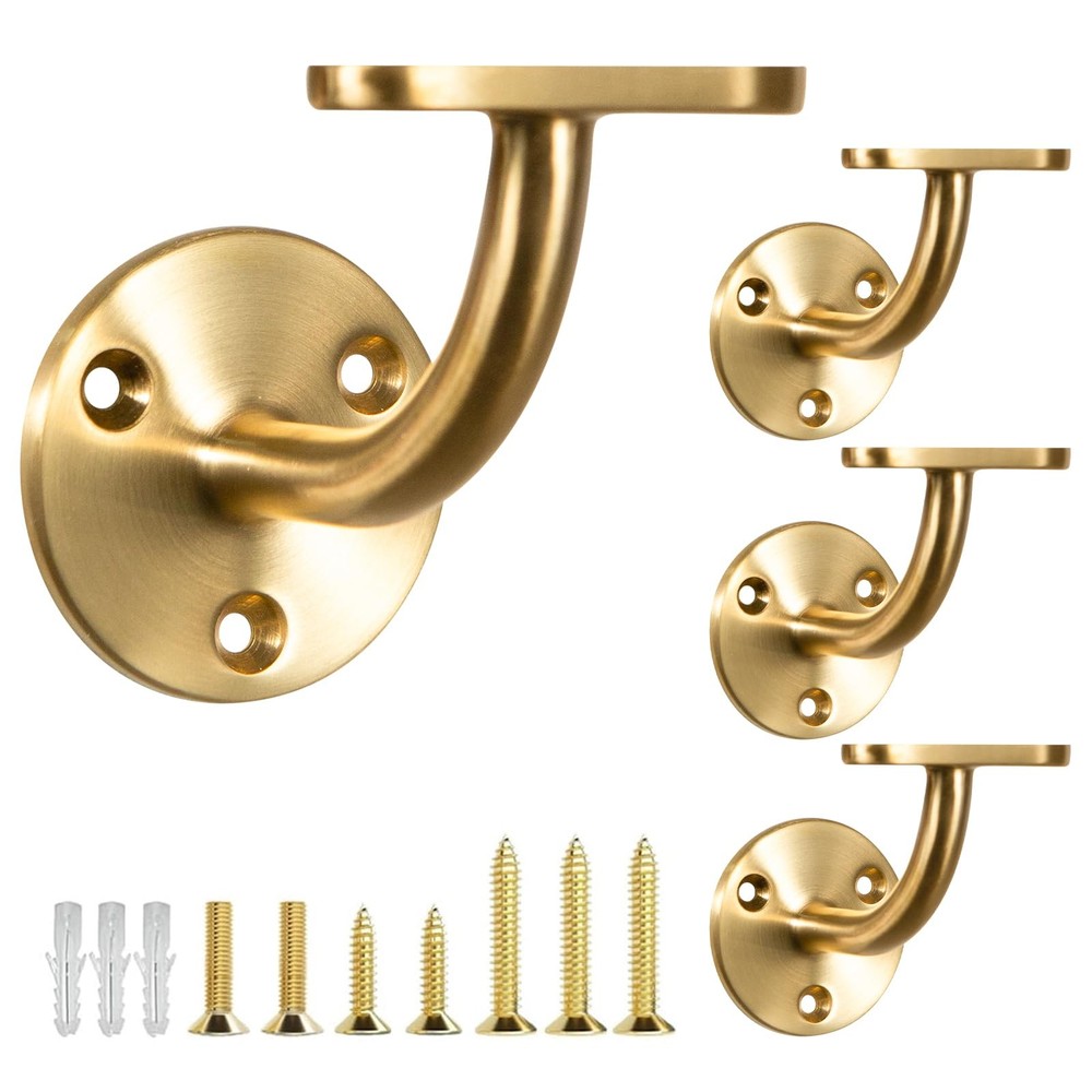 Heavy Duty Gold Handrail Brackets for Indoor Stairs, 304 Stainless Steel Stair R
