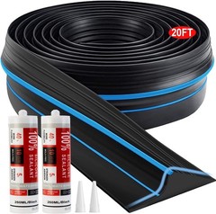 Universal Garage Door Threshold Seal Strip 20FT Kit, Bottom Waterproof Rubber We