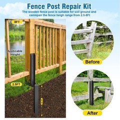 2 Pcs Fence Post Repair Kit, Heavy Duty Fence PostAnchor Ground Stakes for Repa
