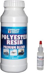 Polyester Resin w/hardener for laminating fiberglass mat,biaxle,cloth (Quart)