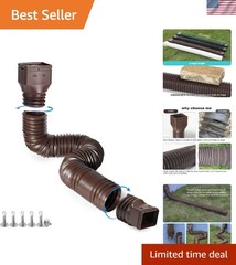Brown 1-Pack Rain Gutter Downspout Extensions Flexible, Drain Downspout Exten…