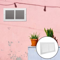 Return Air Vent Cover: Louvered HVAC Grille – White Steel Mesh Panel – Furnace