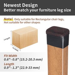 Ezprotekt 16 Pcs Rectangle Black Felt Chair Leg Floor Protectors For Hardwood