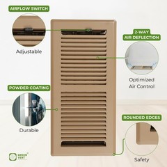 Floor Register 4×10, 2-Way Steel Vent Cover with Steel Damper, Walkable, Brow…