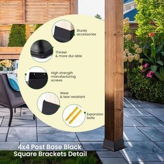 4×4 Post Base 4Pcs Wood Fence Anchor Brackets Deck Pergola Railing Mailbox 3.6×3
