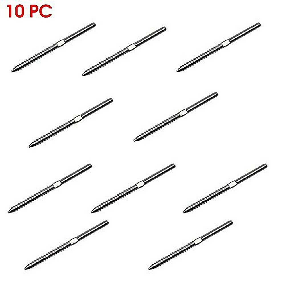 10 PC Type 316 Stainless Steel Lag Stud Swage Cable Railing 1/8″ Cable