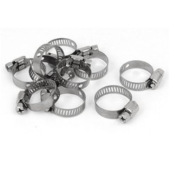 Cable Pipe Fitting Adjustable Worm Gear Hose Clamp Silver Tone 16-25mm 10pcs
