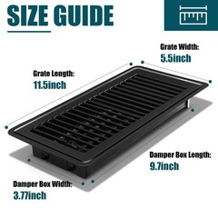 VOISEN Floor Register 4×10, 8 Pack Black Floor Vent Covers, Heavy Duty Steel …