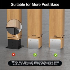 Stainless Steel Post Base 4Pcs Adjustable 8×8 Inch Anchor