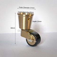 4PCS Solid Brass+Rubber Swivel Caster Wheel Pivot Furniture Strong Table Cup Leg