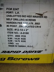 #12-14×2″ Hex Washer Head Self Drilling Screw, 250 pk.